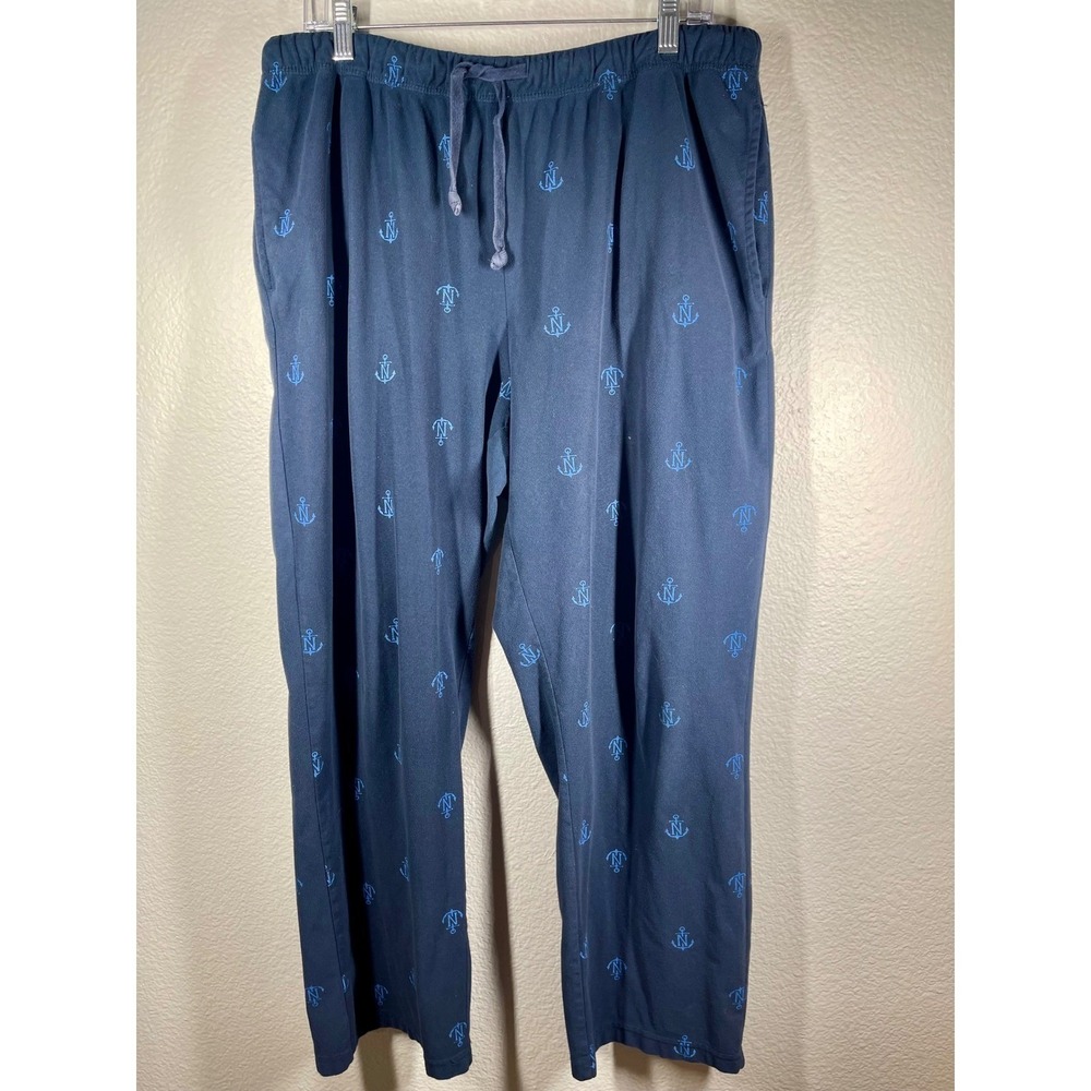Nautica Sleepwear Men's Navy Anchor Print Pajama Pants Size XL flannel comfort